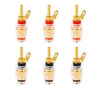 Jubaopen Borne de Liaison Audio 6 Pcs Amplificateurs de Borne de Haut-Parleur Borne Audio Plaquée en Cuivre pour borne 4mm Prise de Banane Fiche Banane avec Coque Transparent, 3 Noir + 3 Rouge