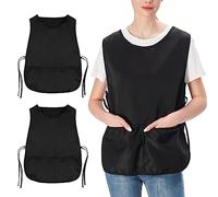 Jubatus Lot de 2 tabliers cordonniers avec 2 poches pour homme et femme Tissu polyester à séchage rapide, noir