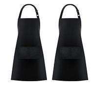 Jubatus Lot de 2 tabliers de cuisine avec 2 poches pour homme et femme, noir