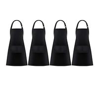Jubatus Lot de 4 approns de cuisine à 2 poches pour homme - Noir