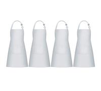 Jubatus Lot de 4 tabliers de cuisine avec 2 poches pour homme et femme Blanc