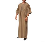 Jubba Robe de jubba pour la pratique - Caftan traditionnel arabe saoudien Thobe - Robe longue pour prière et pudeur (M kaki)