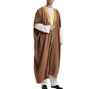 Jubba Thobe - Robe de prière brodée pour homme - Style arabe traditionnel - Vêtement d'extérieur confortable respirant léger doux pour tous les jours, 03#_Café, L
