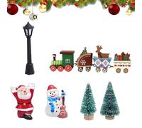 Jubepk Bricolage miniature de Noël, figurines de Noël en bois, petites décorations de Noël, figurines d'arbre de Noël pour créer des scènes de Noël et décorer des tables ou des paysages