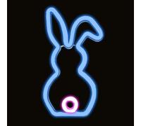 Jubepk Bunny Neon Lights, Lunny Shape LED Enseignes Néon - Décorations de Pâques de lampe de lapin LED - Cartoon Spring Lamp Signes de lapin pour adolescents, filles,