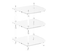 Jubepk Cabinet Dish Organizer, Clear Acrylic Corner Rack, Transparent Shelf Stand for Storage and Display, Nightstand, Bathroom, Tabletop, Dresser, Bar, Closet, Counter, Pantry, 22 x 10 x 10 pouces