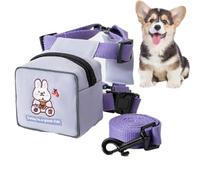 Jubepk Cartoon Dog Backpack, Pet Lead Harness, Cartoons Pet Backpacks with Leads, 29cm/26cm Purple, Yellow, Green, Adjustable Small Vest, Travel Dog Back Pack, for Travels
