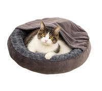 Jubepk Cat Bed, Round Covered Pet Nest, with Hooded Blanket, Warm Texture, Calming Bed for Kitten, Puppy, Small Animals, Outdoor Travel, Sleeping, Winter, Apartment, Couch, Car Use