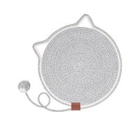 Jubepk Cat Scratch Mat Toy, Round Floor Scratching Indoor Kittens, Natural Fiber Claw Grinding Bed, Pet Accessory with Teasing Ball for Rest, Play, Furniture Protection, 40.4/22.9/5.7 inches