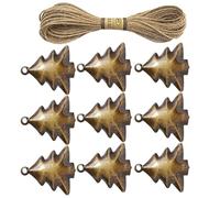 Jubepk Cloches de Noël 9 unités - Cloches métalliques pour décoration d'arbre de Noël avec corde 2 mètres, décoration festive à suspendre pour fête de Noël sur porte fenêtre maison famille