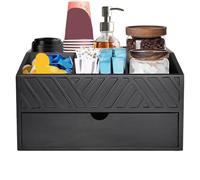 Jubepk Coffee Organizer, Wooden Tea Drawer, 5-Compartment Coffees Storage Box, Rustic Beverage Station Holder, Multi-Use Organizer for Home, Workplace, Bedroom, Cafe, Dormitory, Dining, Restaurant