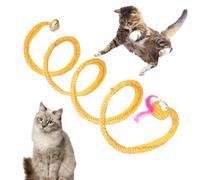 Jubepk Creative Kitten Tube d'herbe à chat, tunnel de jeu pour chat, jouets interactifs pour activités intérieures et extérieures, tunnel pliable en spirale et plume 29 x 106 cm
