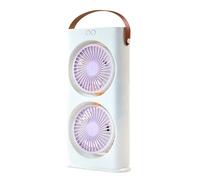 Jubepk Desk Fan, Double-Head Desktop Air Cooler, 6.1x2.17x12.2 inches, 3-Speed Electric Table Fan, 1200mAh Rechargeable Battery, Ideal for Dormitory, School, Camping, Picnic, Blue/Purple