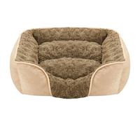 Jubepk Dog Bed, Large Pet House, Removable Cat Bed, 90 x 80 x 23 cm Comfortable and Supportive Design, Removable Cover For Easy Cleaning For Neck Support and Big Pets, Dark Gray, Khaki
