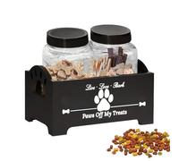 JUBEPK DOG TRESSE JAR, Organisateur de biscuits pour animaux de compagnie en bois, Récipient de nourriture à chiens hermétique, friandises multifonctionnelles pour animaux de compagnie, Boîte de range