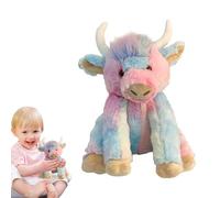 Jubepk Highland Cow Stuffed Animal | 24 cm Soft Farm Animal | Musical Moving-Joint Cow Plush, Coussin décoratif pour la Maison, la Ferme Mignonne pour et Les Amoureux de la Vache
