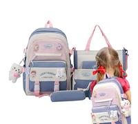 Jubepk Kit de sac à dos en toile | Ensemble sac à dos d'école | Ensemble sac à dos en toile pour filles | Le kit combo sac à dos en toile est un ensemble complet conçu pour répondre aux divers besoins
