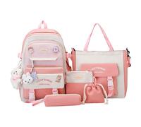 Jubepk Kit de sac à dos en toile | Ensemble sac à dos d'école | Ensemble sac à dos en toile pour filles | Le kit combo sac à dos en toile est un ensemble complet conçu pour répondre aux divers besoins