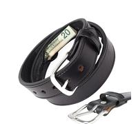 Jubepk Leather Money Belt, Leather Waistband with Hidden Zipper Pocket, Secure Storage Cash Diversion Safe for Men, Dad, Father, Son, Boyfriend, Husband, Business Trip, Vacation