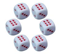 Jubepk Lot de 6 petits dés en acrylique avec points en forme de cœur, coins arrondis, portables pour collection, voyage, école, famille, fête, enfants, maison