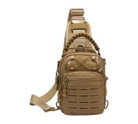 Jubepk Men Sling Bag, Chest Pouch Small Slings Backpack, 7.48x4.33x15.75 inches, Trendy Daypack Design, Pocket Storage Organizer for Travel, Workout, Hiking, Cycling, Khaki