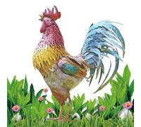 Jubepk Metal Rooster Sculpture, Garden Chicken Statue, Outdoor Rooster Ornament, Chicken Lawn Decoration, Animal Garden Sculpture, Lawn Chicken Decoration, Backyard Rooster Ornament