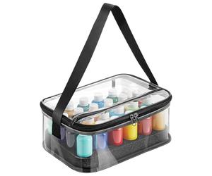 Jubepk Paint Supply Organizer, Art Storage Bag, Transparent Dispenser Holder, Portable Bottle Box, Sturdy Zipper Closure, Perfect for Travel Craft Model Ink Airbrush Use, 27 x 19 x 12 cm