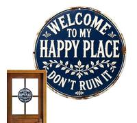 Jubepk Panneau de porte d'entrée | Rond Vintage | Crochet de bienvenue - Pour printemps, été, automne, toutes saisons, vacances, pendaison de crémaillère, intérieur, extérieur, porche, fenêtre, maison