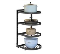 Jubepk Saucepan Stand | Pots and Pans Organiser | Standing Organizer Shelf | Kitchen Cookware Rack | 25.5x24x32cm/10.04x9.45x12.6 Inches, Improve Storage Efficiency and Organization, Black