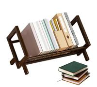 Jubepk Small Bookcase | Desk Bookshelf | Desk Organizer Rack | Bureau Shelf Unit | 33 x 24,5 x 21 cm/12,99 x 9,65 x 8,27 pouces, Space While Keeping Your Books, White, Wood Color and Dark Brown