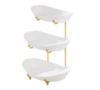 Jubepk Tiered Fruit Bowl, Countertop Serving Tray Multi Layer Display Stand, 6.49in Decorative Dessert Tray Metal Stand for Vegetable, Snack, Food, Cake