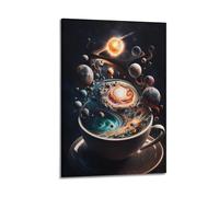 JUBHGGU Poster mural décoratif sur toile pour chambre à coucher Motif planète café 20 x 30 cm
