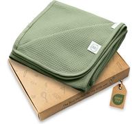 Jubi Couverture pour bébé 100 % coton - 70 x 100 cm - Douce pour nouveau-né - Couverture douillette pour poussette et lit - Certifié Oeko-Tex - Beau cadeau de naissance (vert olive)
