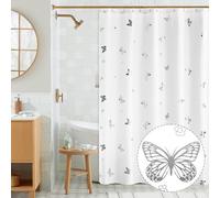 Jubilantex Rideau de Douche à Motif Papillon pour Salle de Bain, Style Ferme, imperméable et décoratif Rustique, pour Salle de Bain, 12 œillets antirouille pour Spa, hôtel, 178 x 193 cm