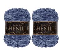 JubileeYarn Fil chenille - 100 g - Poids peigné - Pierre de lune - Velours bleu foncé - 2 gâteaux