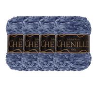 JubileeYarn Fil chenille - 100 g - Poids peigné - Pierre de lune - Velours bleu foncé - 4 gâteaux