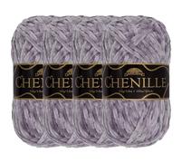 JubileeYarn Fil chenille - Poids peigné - 100 g/écheveau (4 écheveaux, 104 pervenche)