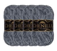 JubileeYarn Fil chenille - Poids peigné - 100 g/écheveau (4 écheveaux, 114 tempête)