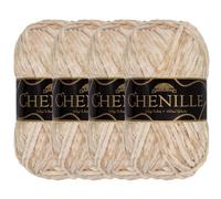 JubileeYarn Fil chenille - Poids peigné - 100 g/écheveau (4 écheveaux, massepain)