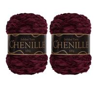 JubileeYarn Fil chenille - Poids peigné - 100 g/gâteau - Boysenberry - 2 gâteaux