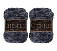 JubileeYarn Fil chenille - Poids peigné - 100 g/gâteau - Cabernet sauvignon - Velours gris anthracite - 2 gâteaux