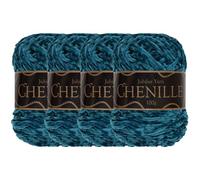 JubileeYarn Fil chenille - Poids peigné - 100 g/gâteau - Cerulean - 4 gâteaux