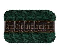 JubileeYarn Fil chenille - Poids peigné - 100 g/gâteau - Émeraude - 4 gâteaux