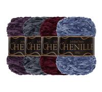 JubileeYarn Fil chenille - Poids peigné - 100 g/gâteau - Nuances de violet - 4 gâteaux