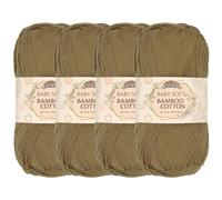 JubileeYarn - Fil de coton et bambou doux pour bébé, 50 g/pelote, couleur marron châtain, 4 pelotes