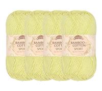 JubileeYarn Fil de Sport en Coton Bambou - 50g/Écheveau - Eggnog - 4 Écheveaux