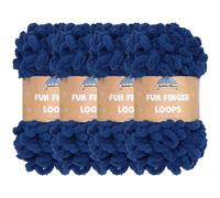 JubileeYarn Fun Finger Loops Fil - 100 g/écheveau en polyester - Bleu marine - 4 écheveaux
