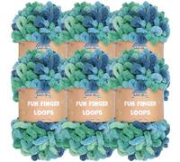 JubileeYarn Fun Finger Loops Fil - 100 g/écheveau en polyester Jumbo - Oceanus - 6 écheveaux