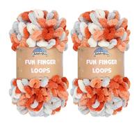 JubileeYarn Fun Finger Loops Lot de 2 écheveaux de fil de polyester, taille géante, 100 g/écheveau, Arès