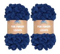 JubileeYarn Fun Finger Loops Lot de 2 écheveaux de fil en polyester, taille géante, 100 g/écheveau, bleu marine